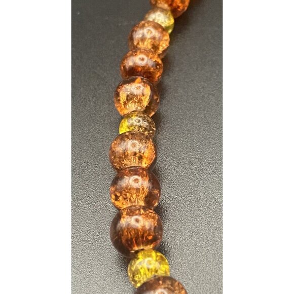 Vintage 1950's Necklace Foil Lucite Amber 7 mm Multicolor Bead 18" Barrel Clasp - Picture 6 of 7